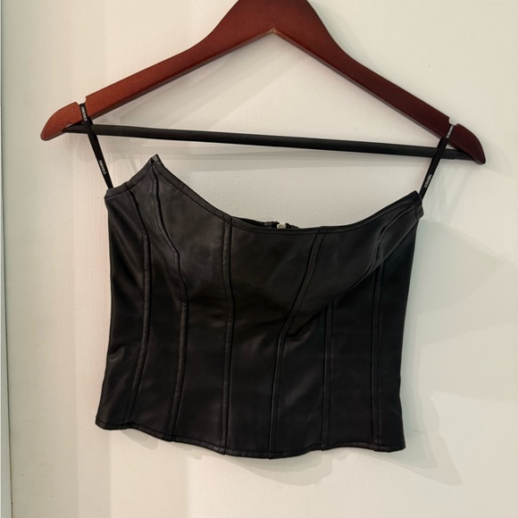 Forever 21 Black Faux Leather Crop Top - Picture 1 of 2